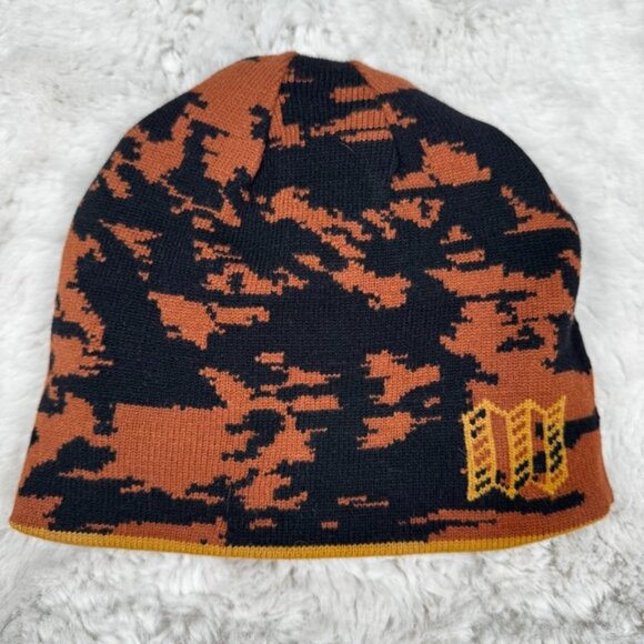 NWT Topo Designs Slim Fit Beanie Reversible Mustard Yellow Orange Camo - Picture 1 of 7
